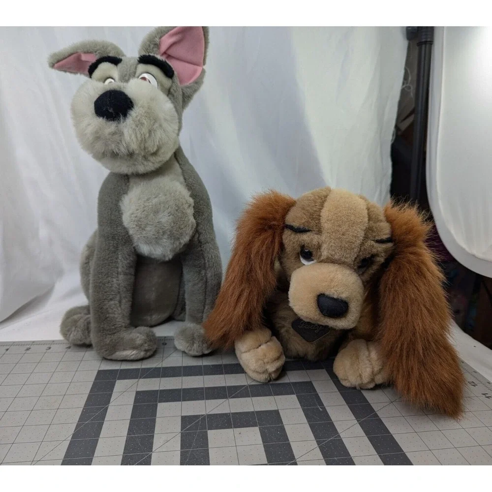 Disney Lady and the Tramp Dog Plush 17 Inch Metal Collar Tag Stuffed Animal Toy